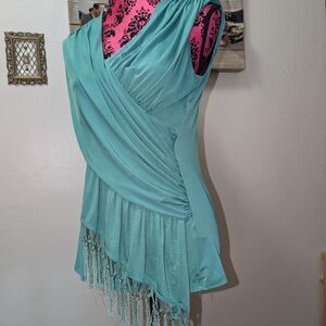 Boston-proper Women's Seafoam Green Fringe Blouse